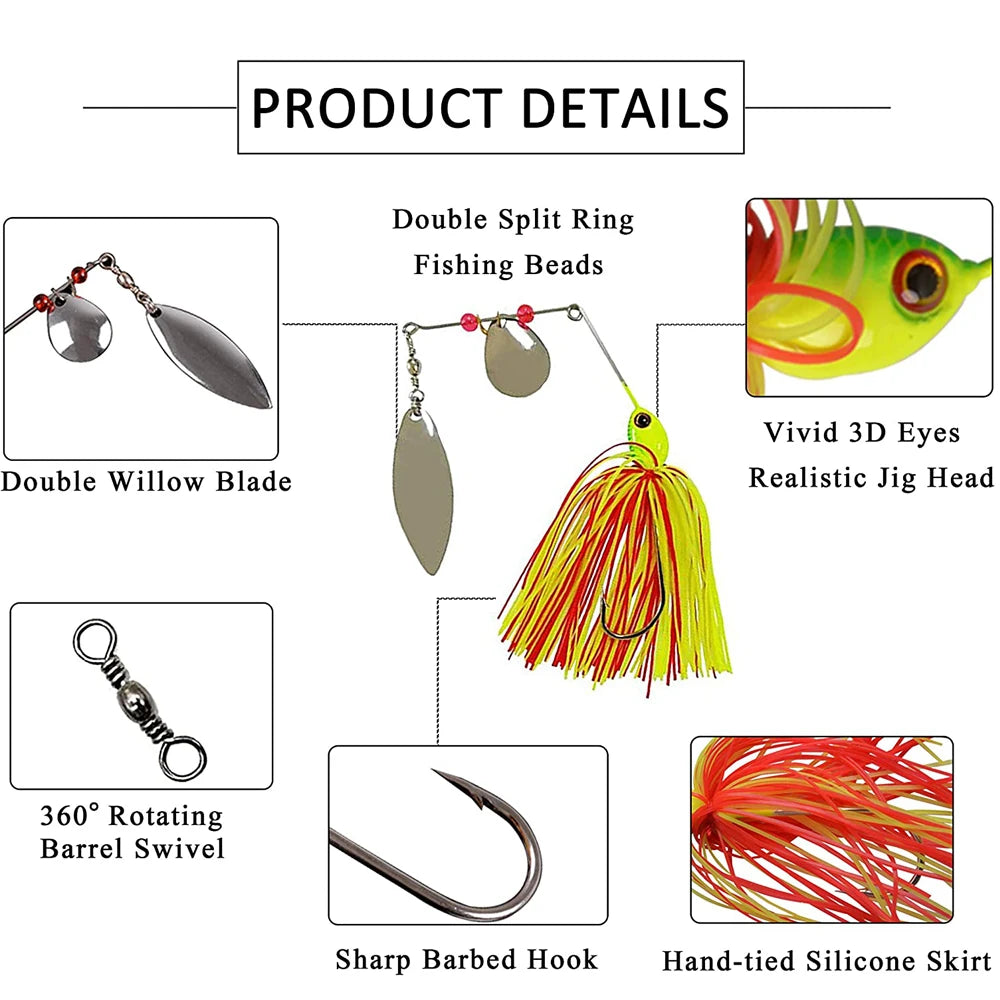 Versatile 6-Pack Spinnerbait Set – Essential Bass & Predator Lures for All Water Conditions Nova Fishing & Outdoors
