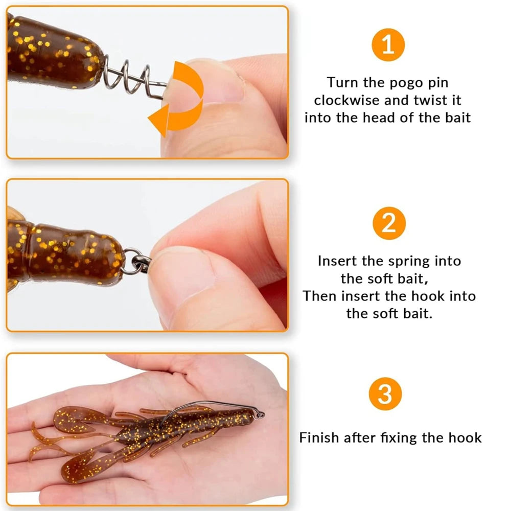 Nova Screw Lock Worm Hooks – Spring-Lock Offset Hooks for Soft Lures, Sizes 1-9/0 (10-Pack)