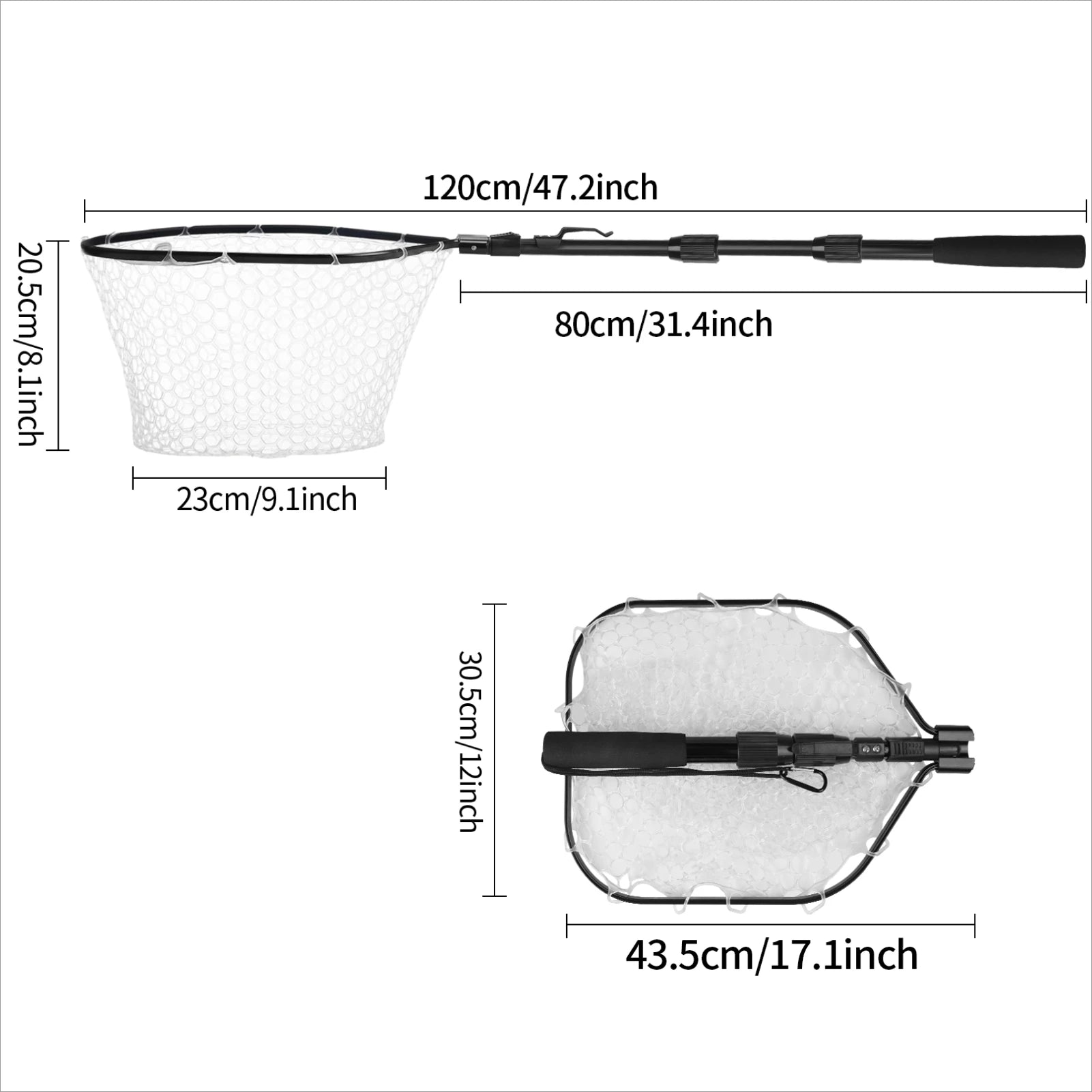 Nova Fishing Landing Net - Aluminum Alloy Telescoping Folding Mesh Net - Safe Fish Catching & Releasing