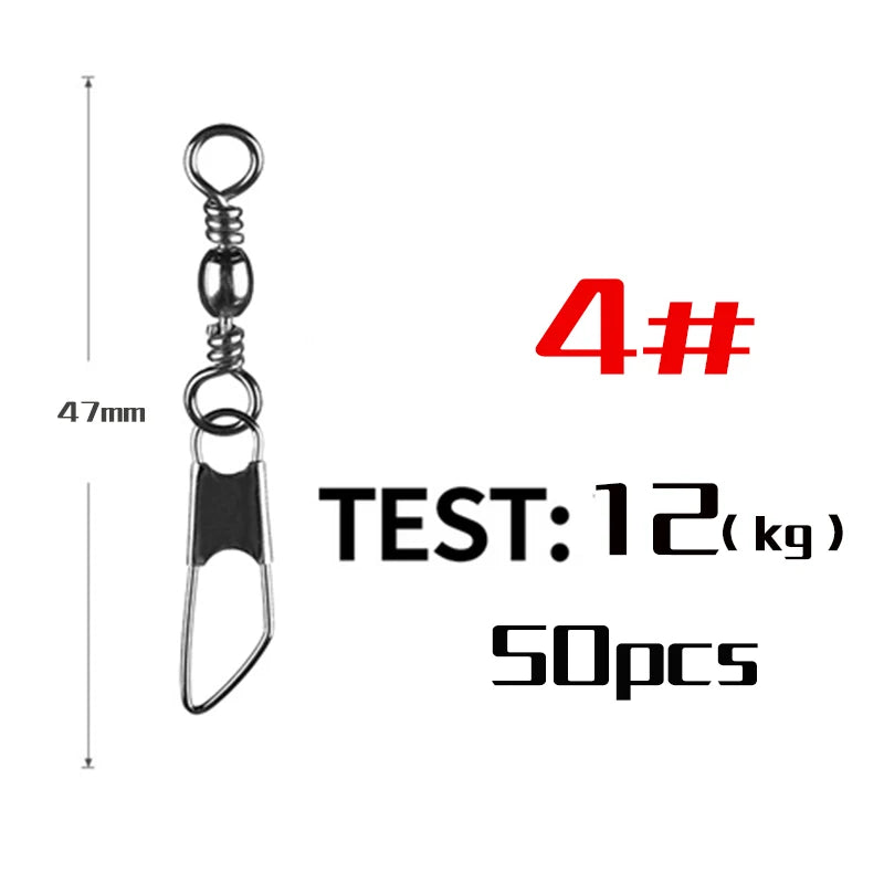Snap Swivel Connectors – 50-Piece Stainless Steel Saltwater Fishing Terminal Tackle Size 4 Nova Fishing & Outdoors