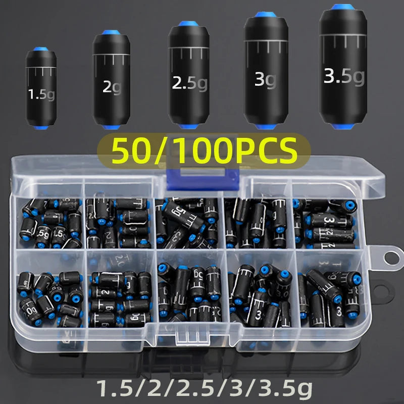 Nova Fishing Sinker Weights - Scale Lead Roll Table Sinker Set - 50-Piece 1.5g-3.5g Multi-Size Tackle Box Kit