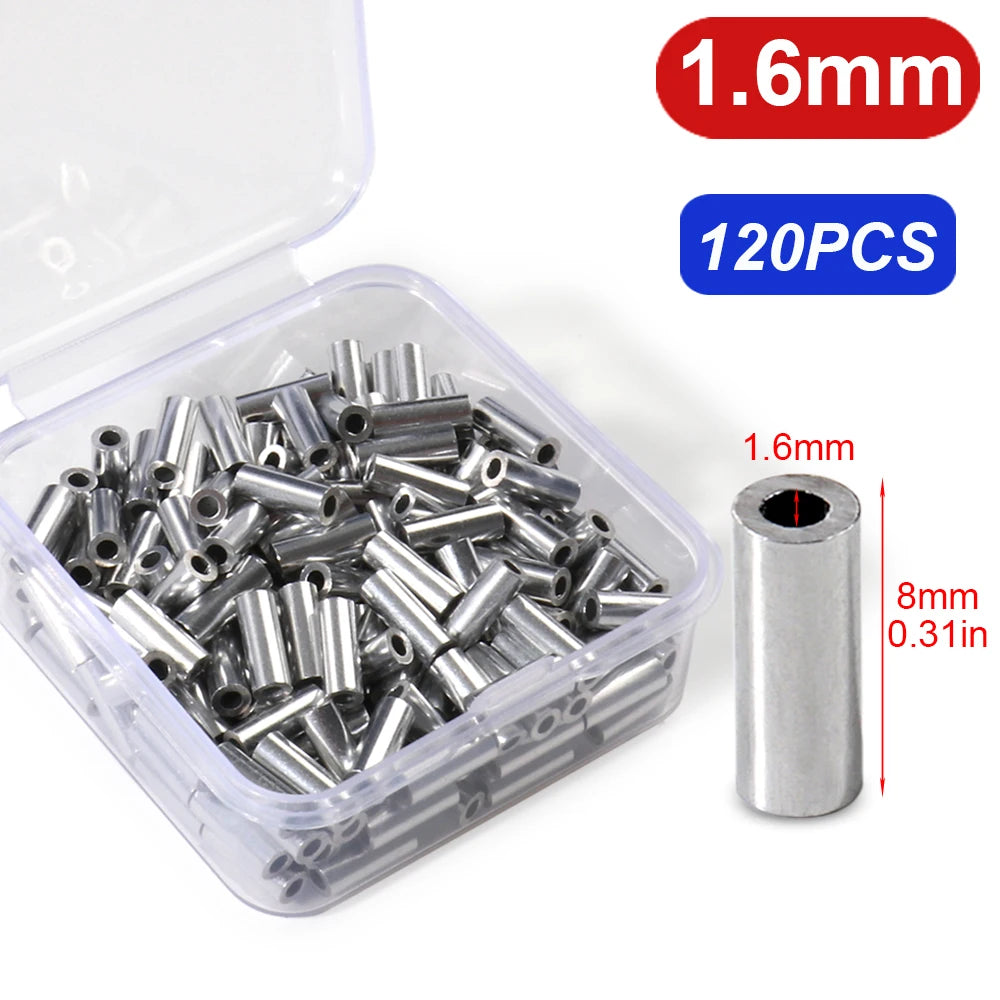 Nova Aluminum Crimp Sleeves – Oval & Round Leader Crimps for Wire Rigs (120pc Box) 1.6x8mm Round 120Pcs Nova Fishing & Outdoors