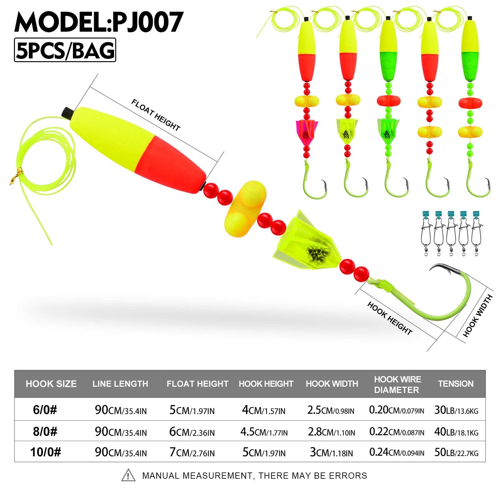 Nova Catfish Float Rigs – Pre-Tied Rattle Rigs with 6/0-10/0 Circle Hooks (5-Pack)