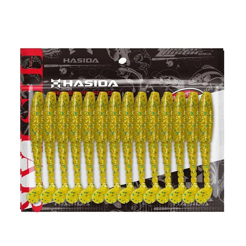 High-Elasticity T-Tail Worms – Realistic Silicone Bass Lures YELLOW Nova Fishing & Outdoors