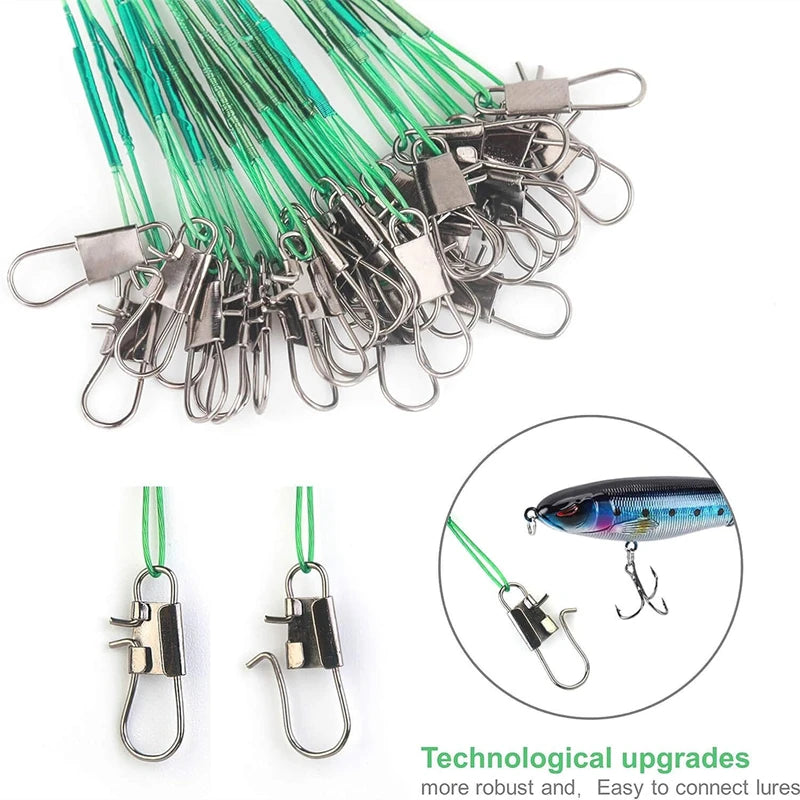 Nova Anti-Bite Steel Wire Leaders (10-100 Pack) – With Swivels & Snaps Nova Fishing & Outdoors