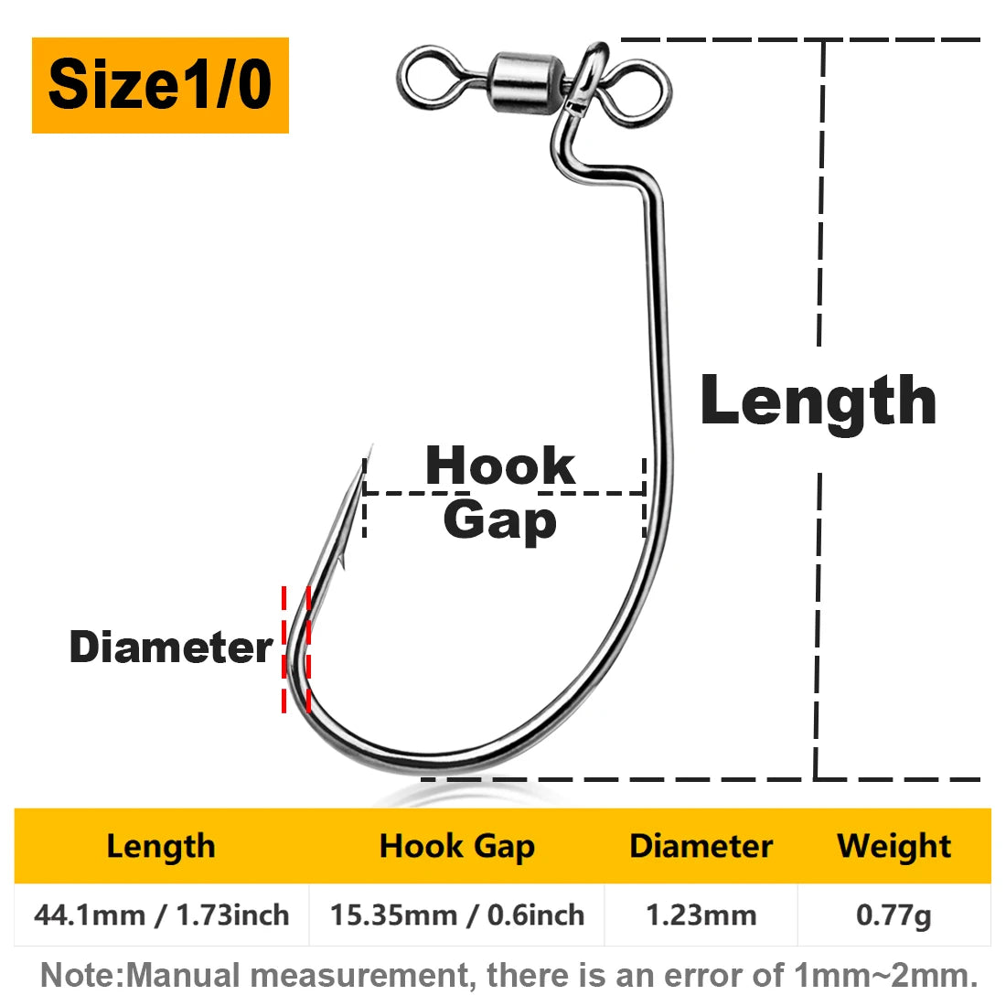 Nova Spin Drop Shot Hooks – EWG Swivel Hooks for Tangle-Free Bass Rigs (10-Pack) Size1-0 Nova Fishing & Outdoors