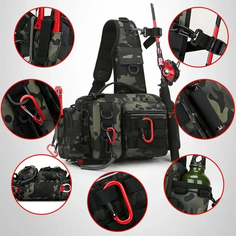 Nova Multi-Functional Fishing Tackle Backpack - Waterproof Sling Bag with Rod Holder & Gear Storage Nova Fishing & Outdoors