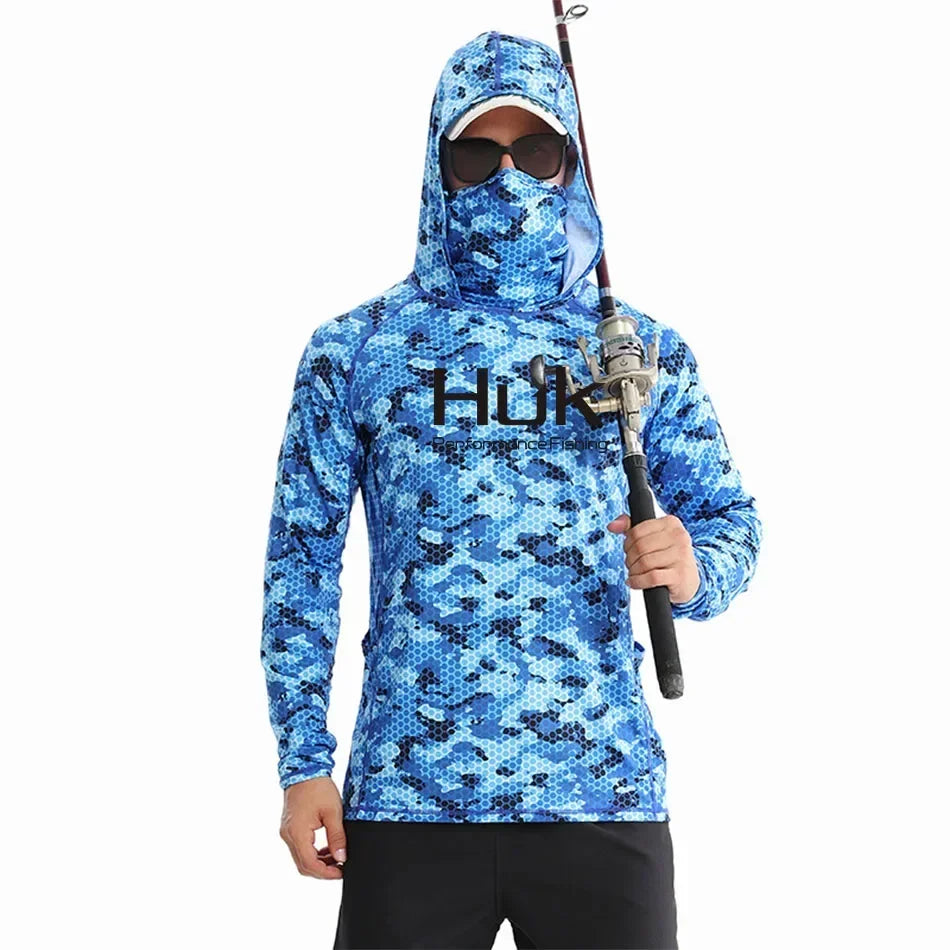 Nova Men's Performance Fishing Shirt - Animated Print Anti-UV Sunscreen Hoodie - Lightweight Quick-Dry Outdoor Apparel