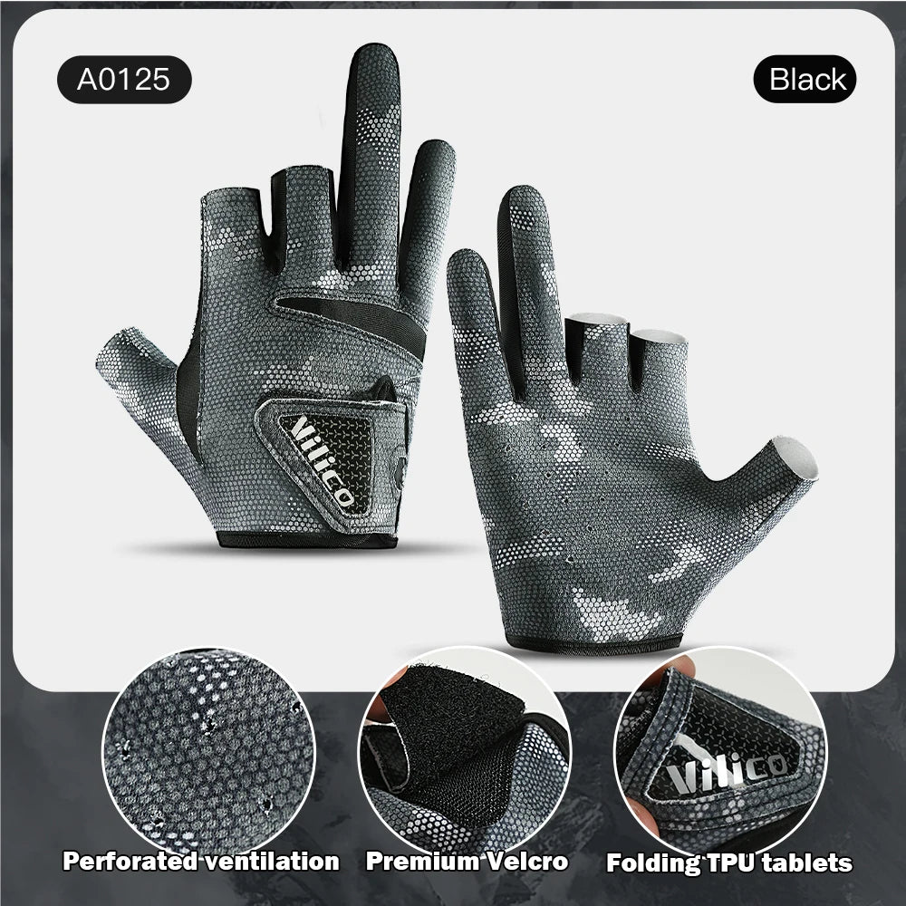 Nova Sun Protection Fishing Gloves – Breathable Anti-Slip Three-Finger Gloves for Men Black Nova Fishing & Outdoors