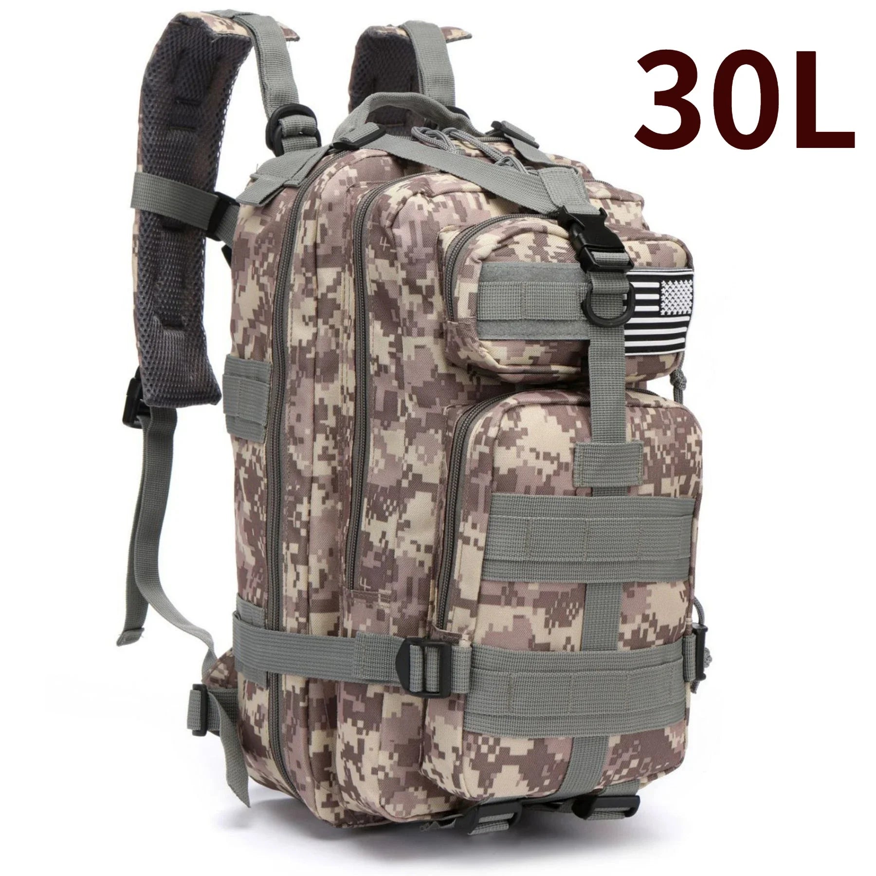 Nova Military Tactical Backpack Large Molle Outdoor Rucksack Waterproof Camping Hiking Fishing Bag Acu Grey (30L) Nova Fishing & Outdoors