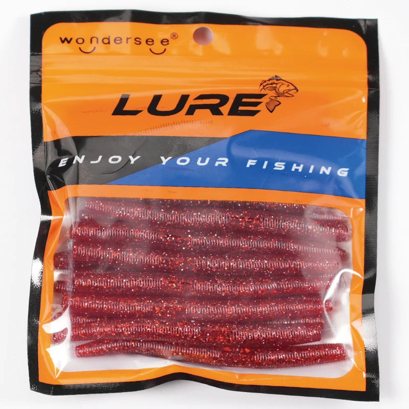 Nova Senko Worm Soft Bait 10cm 14cm Salt Scent Infused Realistic Noodle Lure - 20pcs Red Nova Fishing & Outdoors