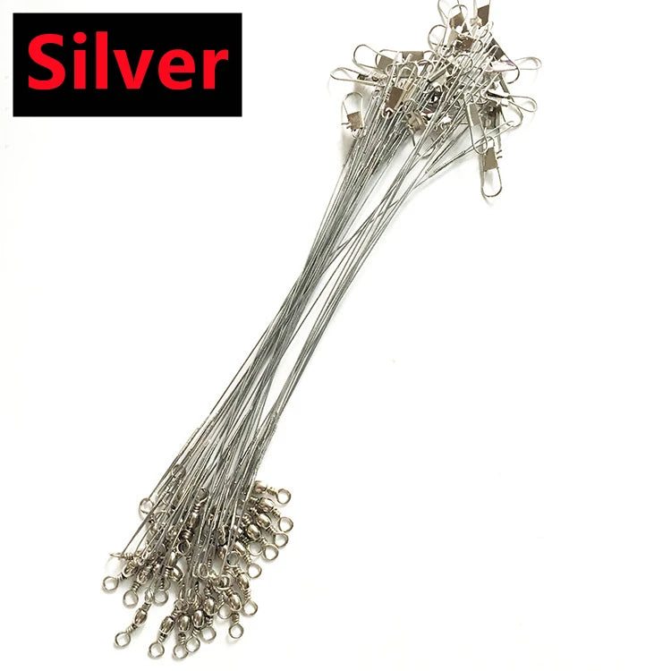 Nova Anti-Bite Steel Wire Leaders (10-100 Pack) – With Swivels & Snaps Silver Nova Fishing & Outdoors