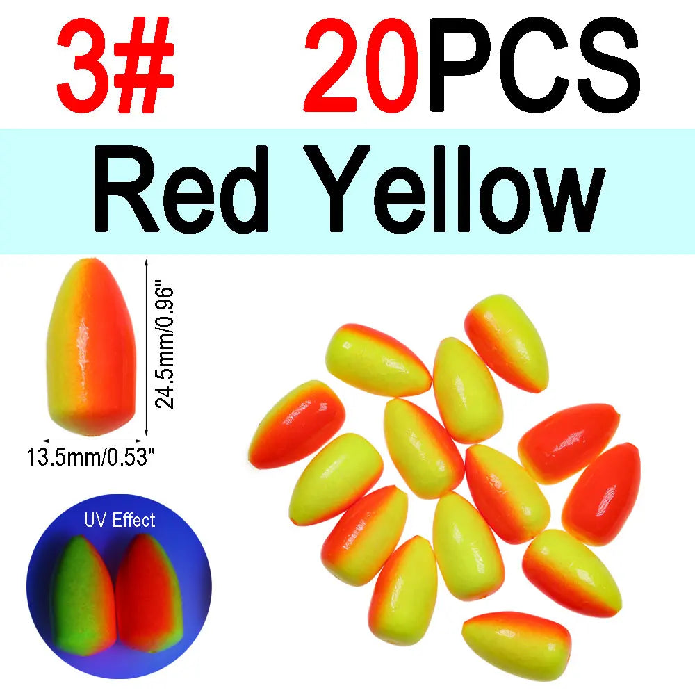 Nova Foam Float Buoys – Bullet & Oval Rig Floats for Pompano & Surf Fishing (20pc) 20pcs RY Size 3 Nova Fishing & Outdoors