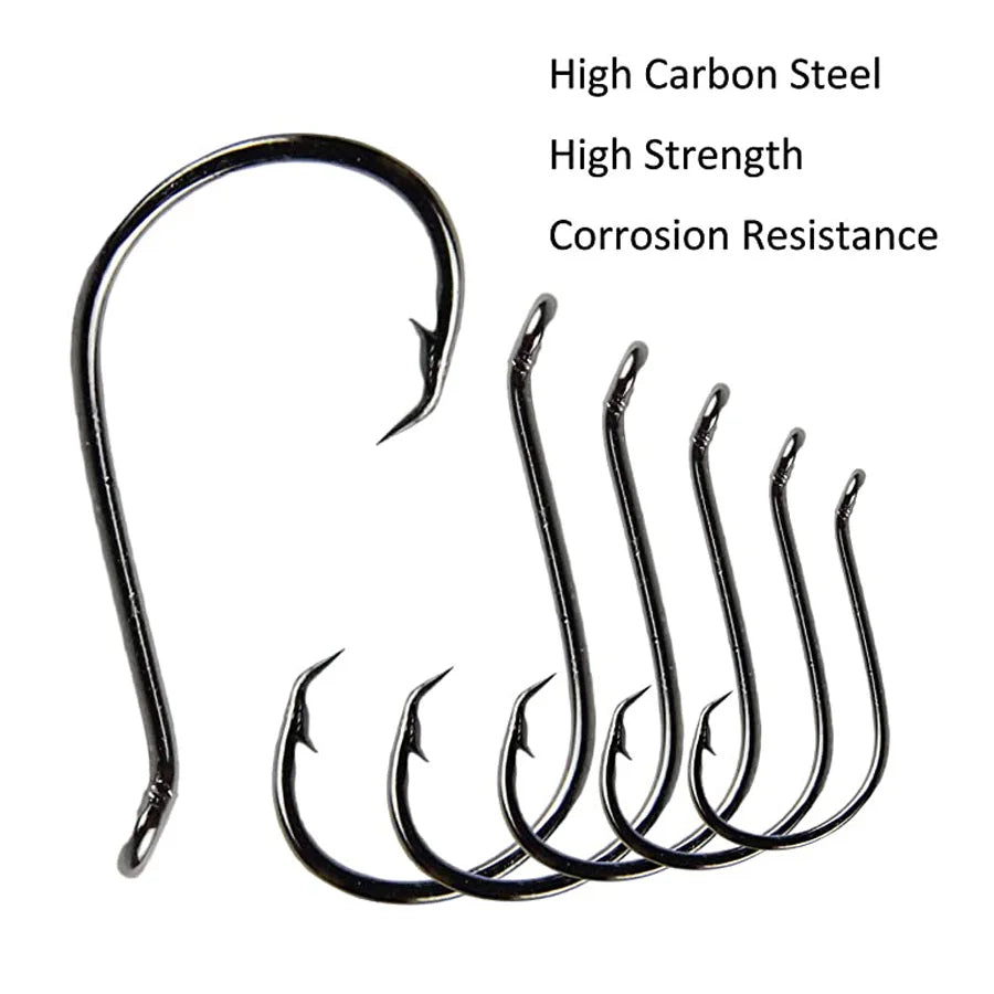 Nova Octopus Circle Hooks – Offset Beak Point, Sizes 1/0–10/0, High Carbon Steel (50-Pack)