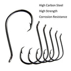 Nova Octopus Circle Hooks – Offset Beak Point, Sizes 1/0–10/0, High Carbon Steel (50-Pack)
