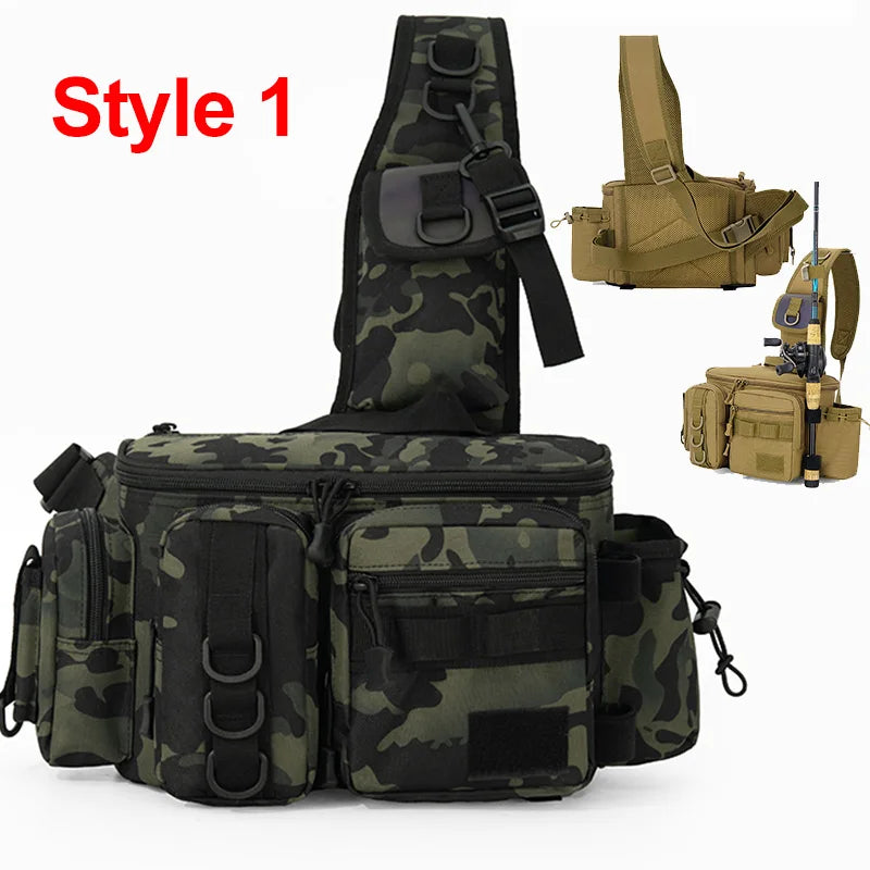 Nova Multi-Functional Fishing Tackle Backpack - Waterproof Sling Bag with Rod Holder & Gear Storage Bkcp Style 1 Nova Fishing & Outdoors
