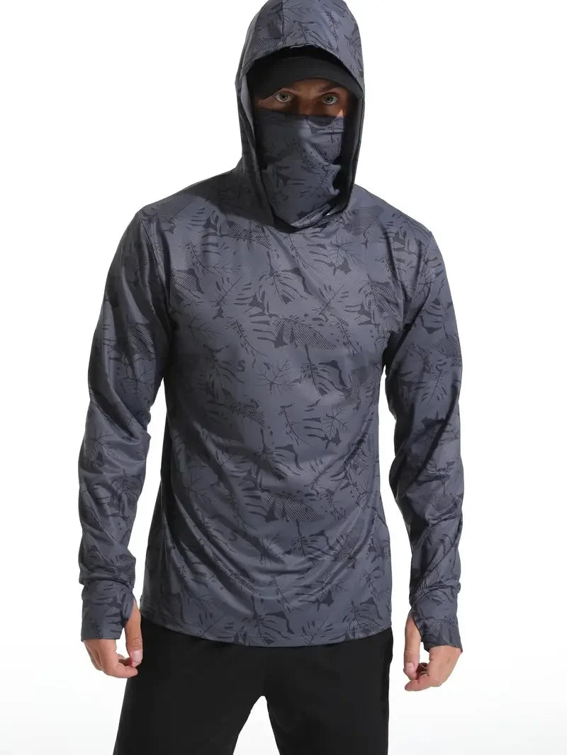 Nova Men's Sun Protection Fishing Hoodie - Breathable Outdoor Summer Performance Shirt with Integrated Face Mask MZ-158 Nova Fishing & Outdoors