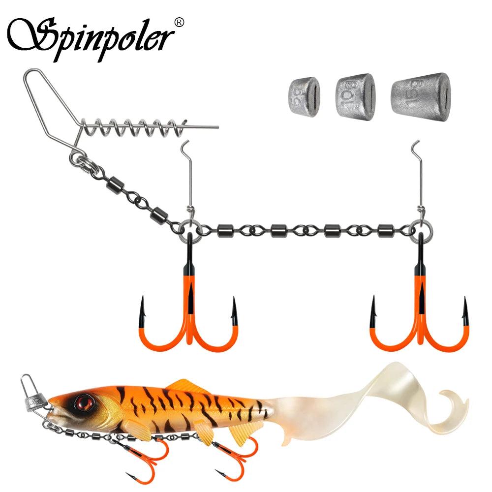 Nova Stinger Rig Kit – UV 2X Treble Hooks with Weighted Swivel for Pike & Bass Swimbaits