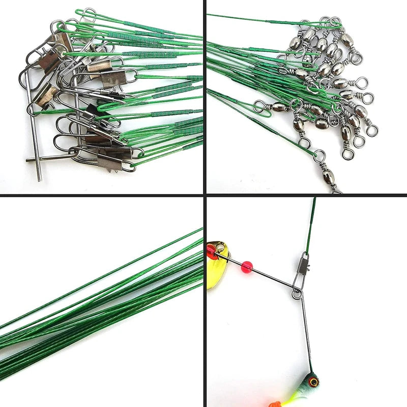 Nova Anti-Bite Steel Wire Leaders (10-100 Pack) – With Swivels & Snaps Nova Fishing & Outdoors