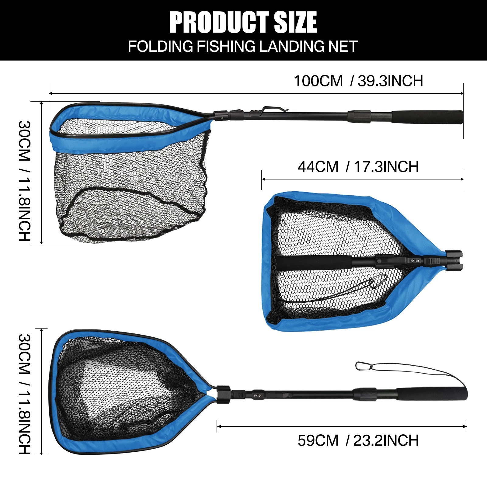 Nova Fishing Landing Net - Aluminum Alloy Telescoping Folding Mesh Net - Safe Fish Catching & Releasing