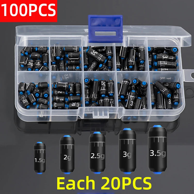 Nova Fishing Sinker Weights - Scale Lead Roll Table Sinker Set - 50-Piece 1.5g-3.5g Multi-Size Tackle Box Kit 100PCS Nova Fishing & Outdoors
