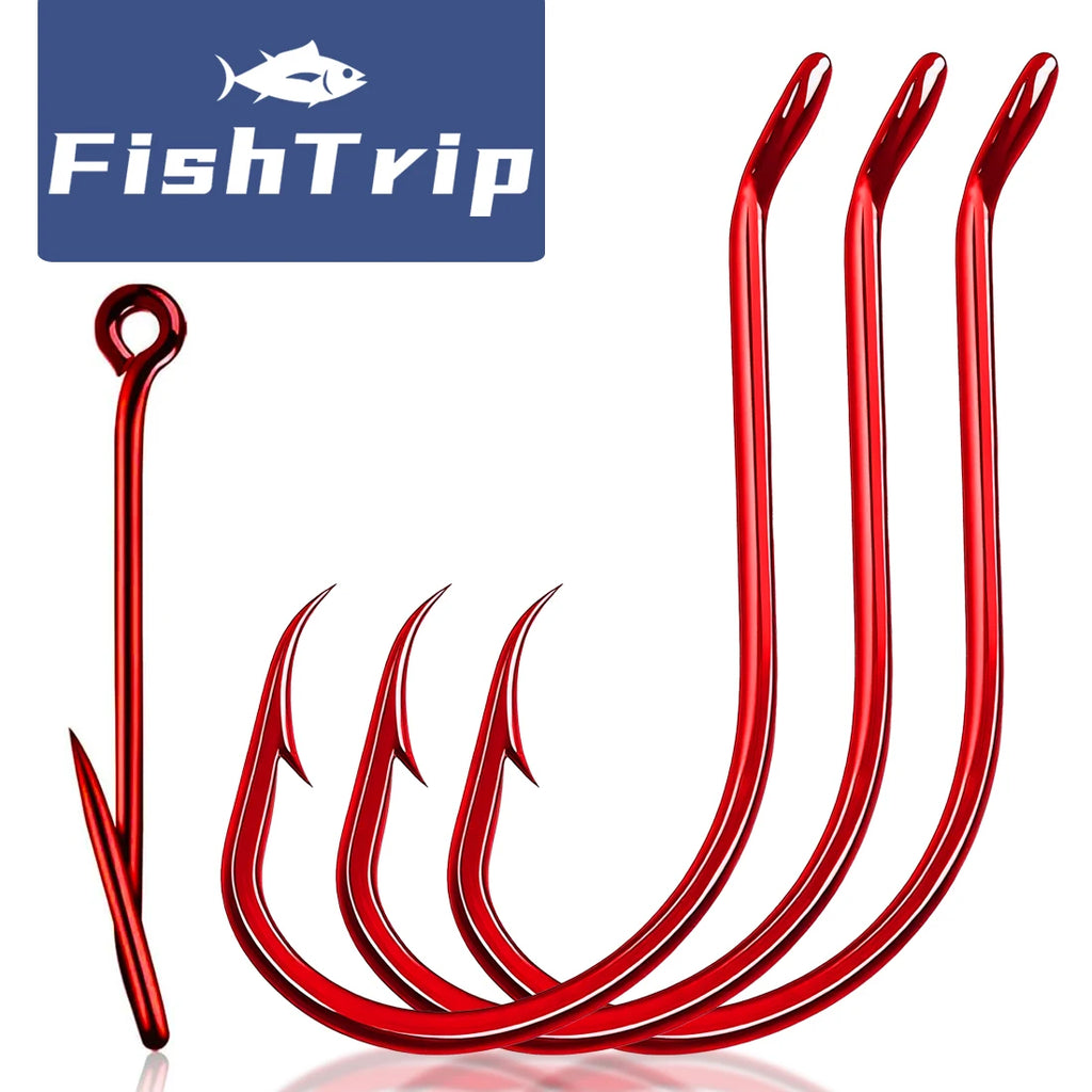 Nova Red Octopus Circle Hooks – 2X Strong Offset Live Bait Hooks, Catfish & Carp (50/100pc)