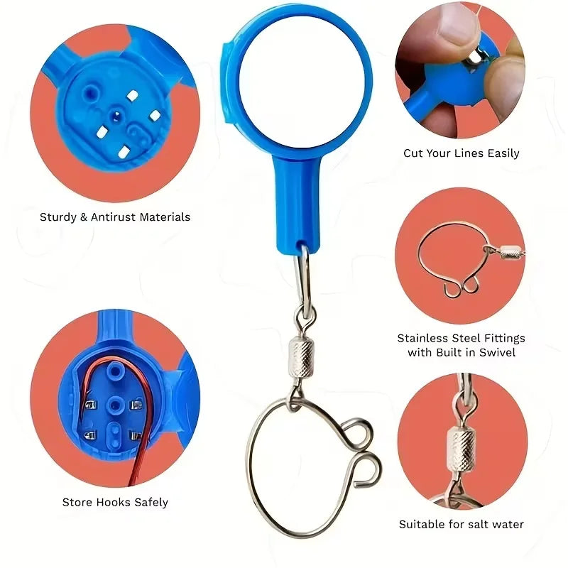 Nova Multifunctional Fishing Gadgets - 2-Pack Outdoor Fishing Line Knotter & Safe Hook Safe Guard Gea