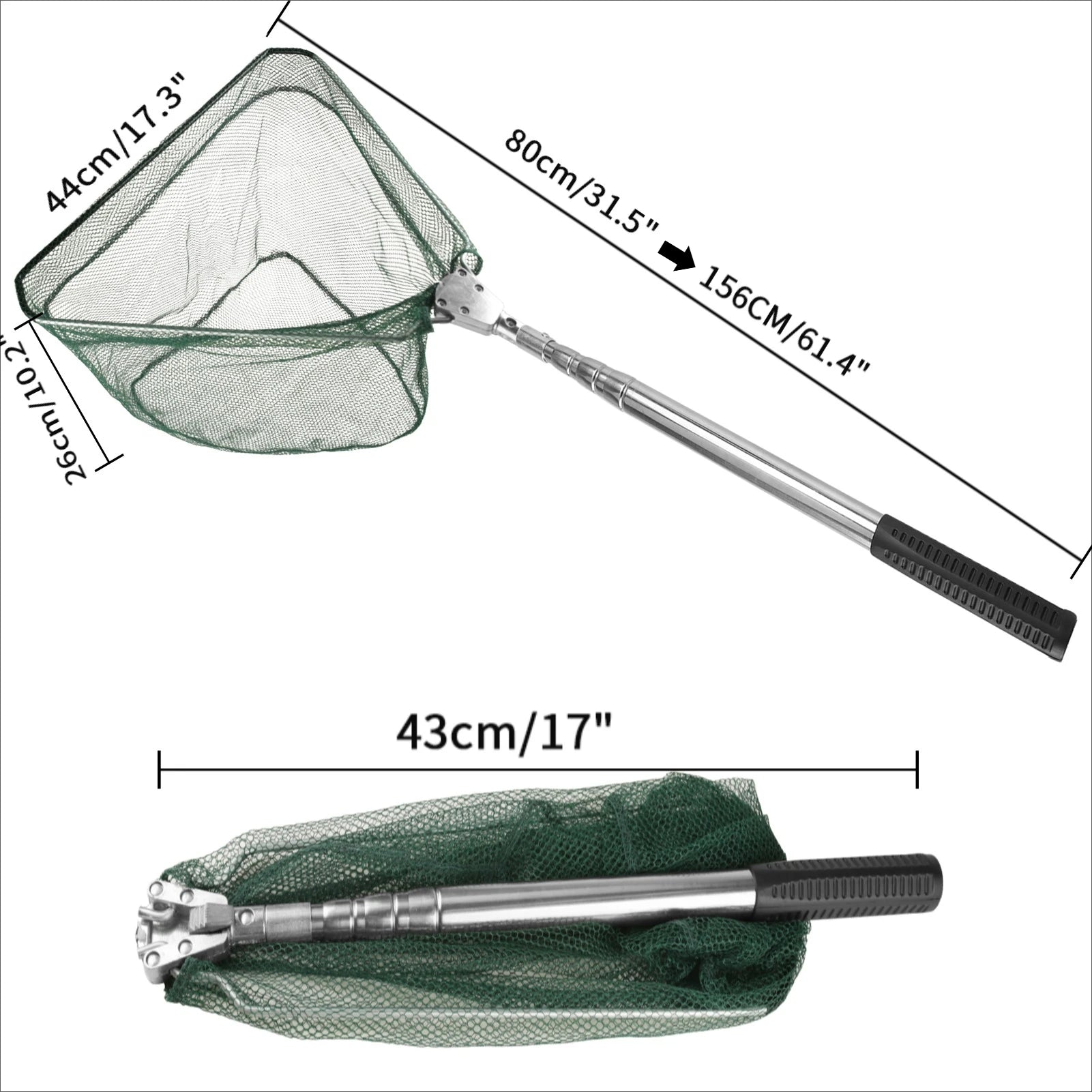 Nova Fishing Landing Net - Aluminum Alloy Telescoping Folding Mesh Net - Safe Fish Catching & Releasing