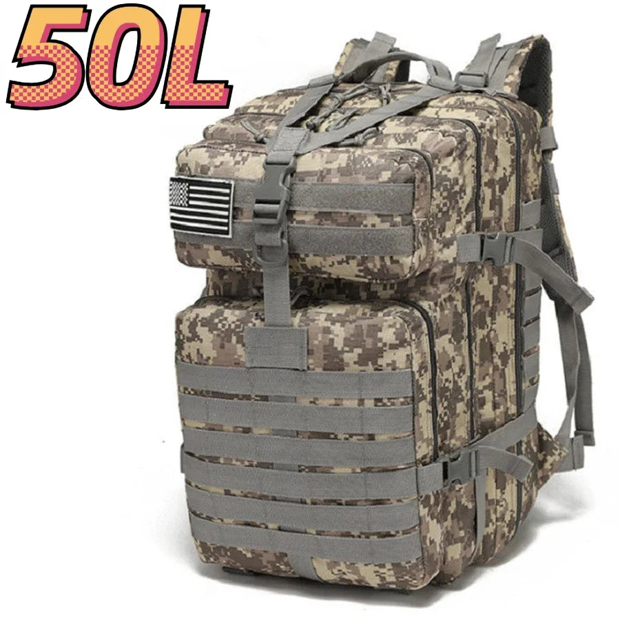 Nova Military Tactical Backpack Large Molle Outdoor Rucksack Waterproof Camping Hiking Fishing Bag Acu Grey (50L) Nova Fishing & Outdoors