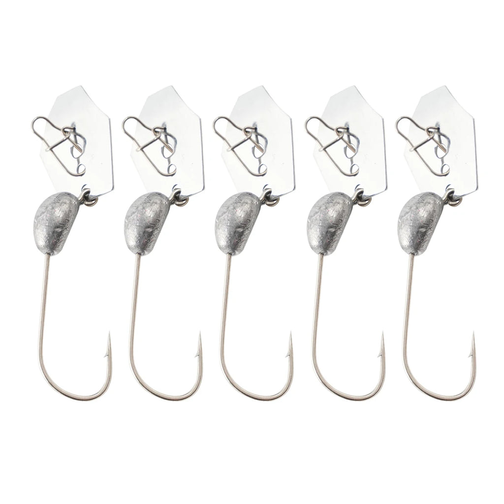 Nova 5pcs Jig Head Hook with Spinner 4.5g Lure Hook DIY Soft Worm Wobbler Fishing Tackle