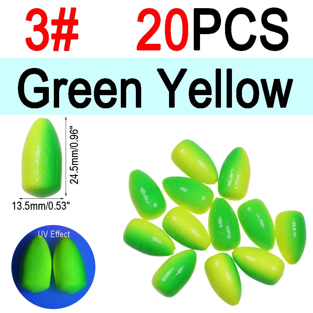 Nova Foam Float Buoys – Bullet & Oval Rig Floats for Pompano & Surf Fishing (20pc) 20pcs GY Size 3 Nova Fishing & Outdoors