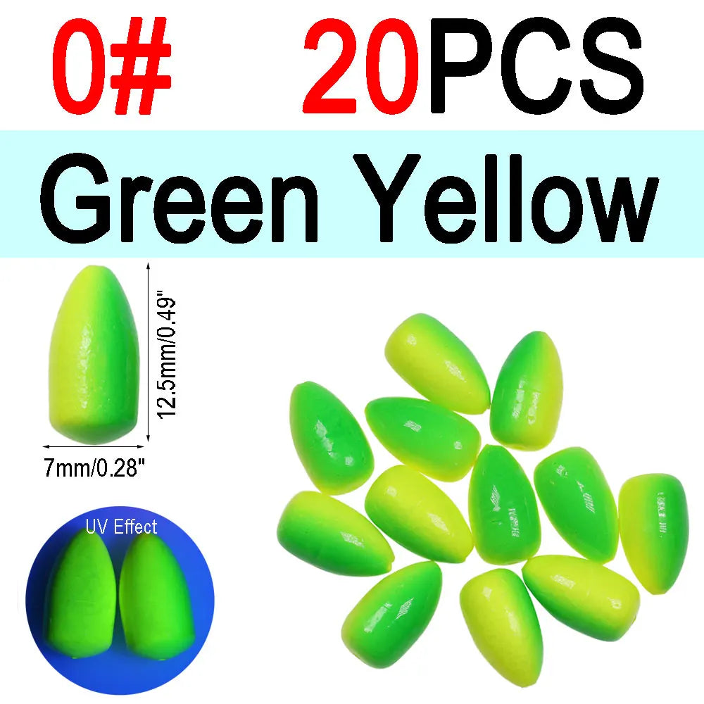 Nova Foam Float Buoys – Bullet & Oval Rig Floats for Pompano & Surf Fishing (20pc) 20pcs GY Size0 Nova Fishing & Outdoors