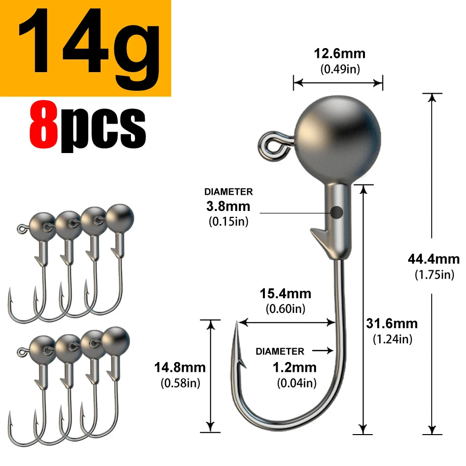 Jig Head Hook Assortment – 1g to 28g Weights for Soft Plastics 14g Nova Fishing & Outdoors