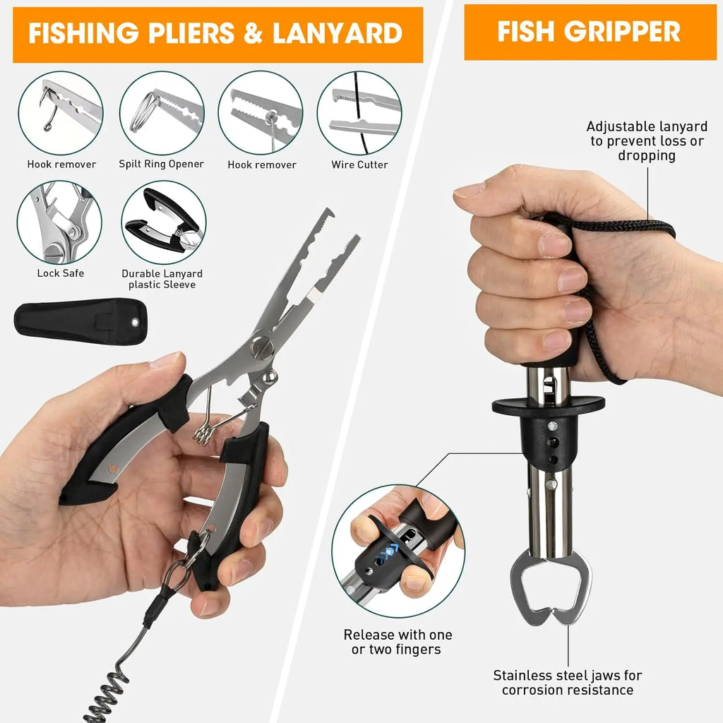 Nova 85-Piece Ultimate Angler’s Kit – Waterproof Tackle Backpack with Lures, Pliers, Lip Gripper & Precision Scale Nova Fishing & Outdoors