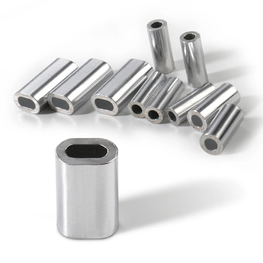 Nova Aluminum Crimp Sleeves – Oval & Round Leader Crimps for Wire Rigs (120pc Box)