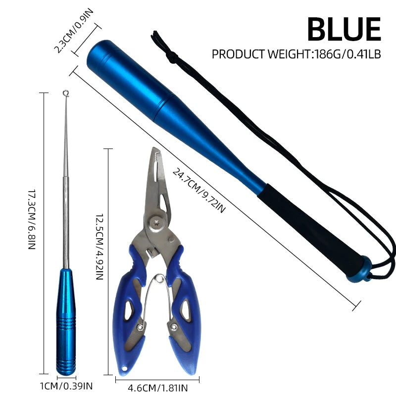 Aluminum Alloy Sea Fishing Tool Set with Hook Remover Blue-3pcs Nova Fishing & Outdoors