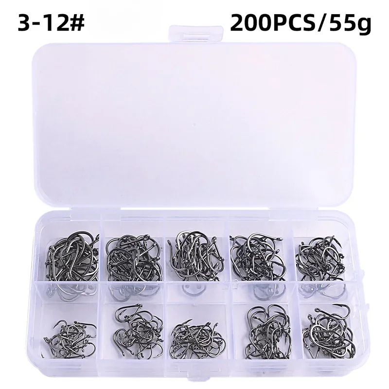 Fishing Hooks Carbon Steel Strong Sharp Silver Circle Fishhook 3#-12# 200PCS Nova Fishing & Outdoors