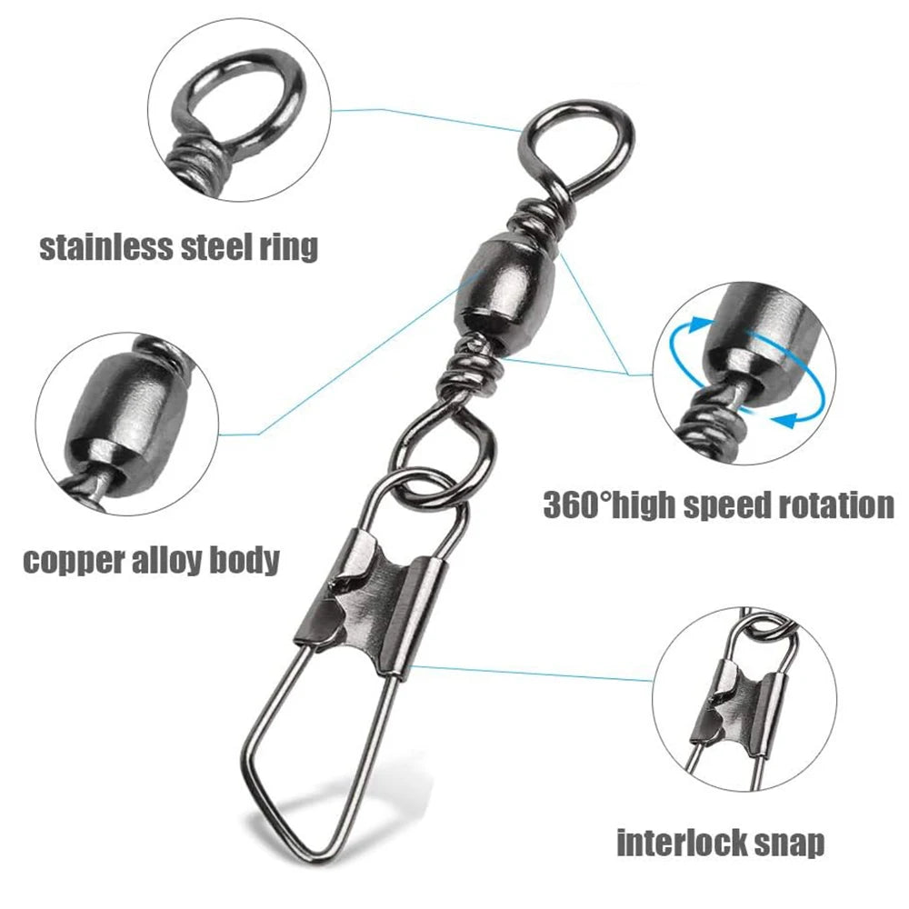 Snap Swivel Connectors – 50-Piece Stainless Steel Saltwater Fishing Terminal Tackle Nova Fishing & Outdoors