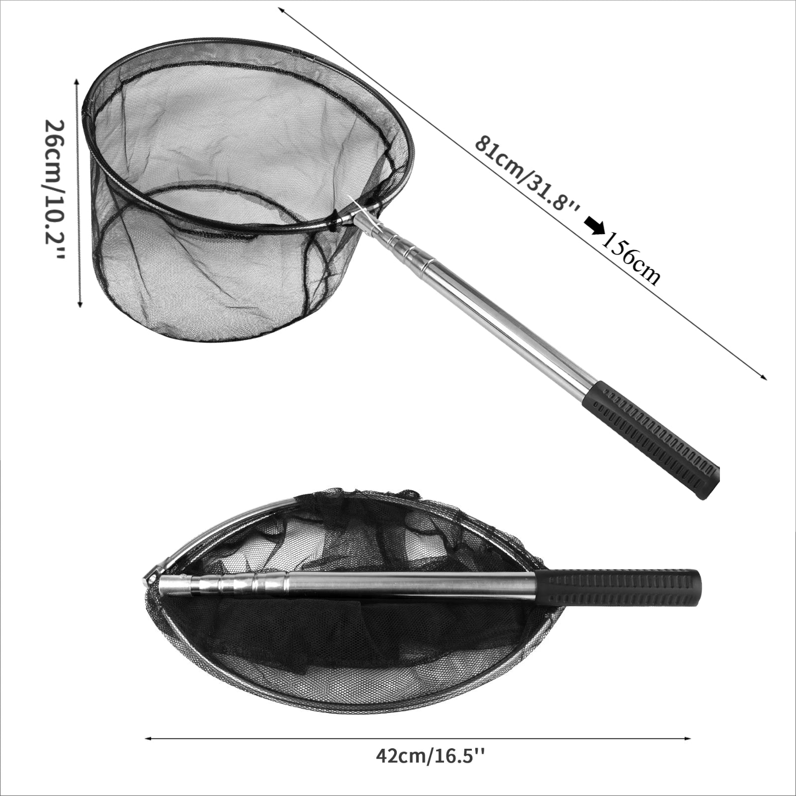 Nova Fishing Landing Net - Aluminum Alloy Telescoping Folding Mesh Net - Safe Fish Catching & Releasing