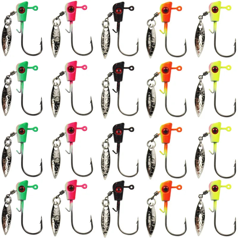 Nova Premium Underspin Jig Heads Kit Multi-Color Willow Blade Swimbait Hooks for Panfish