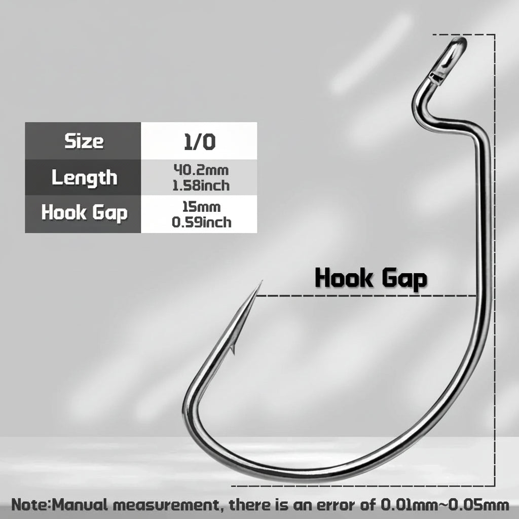 Nova EWG Worm Hooks – Bulk 100-Pack Wide Gap Offset Hooks for Texas Rig Bass Size 1-0 Nova Fishing & Outdoors