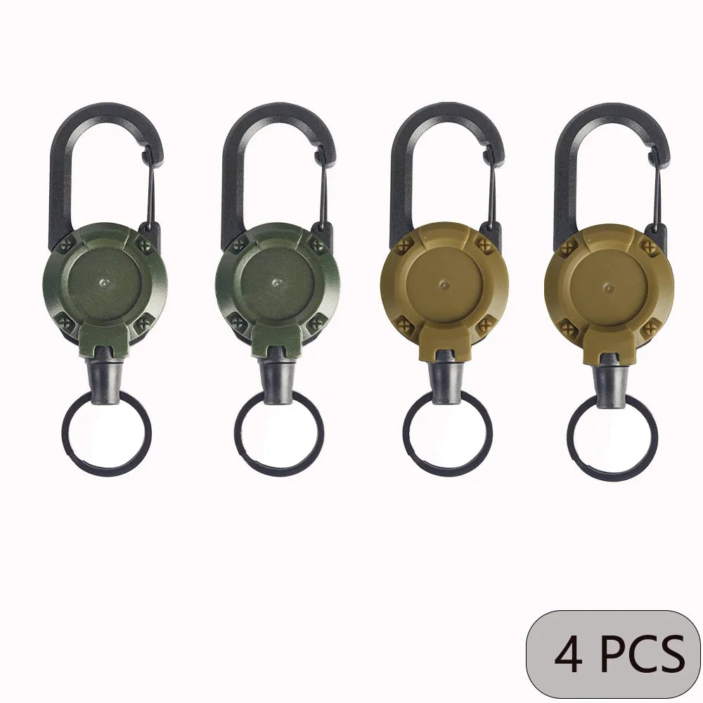 Heavy-Duty Retractable Tool Lanyard with Carabiner Clip Green and Khaki (4 Pieces) Nova Fishing & Outdoors