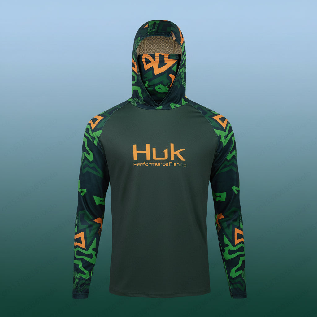 Nova Men's Performance Fishing Hoodie UPF 50+ Sun Protection Shirt with Built-In Face Mask Quick-Dry XDYHUK0702 Nova Fishing & Outdoors