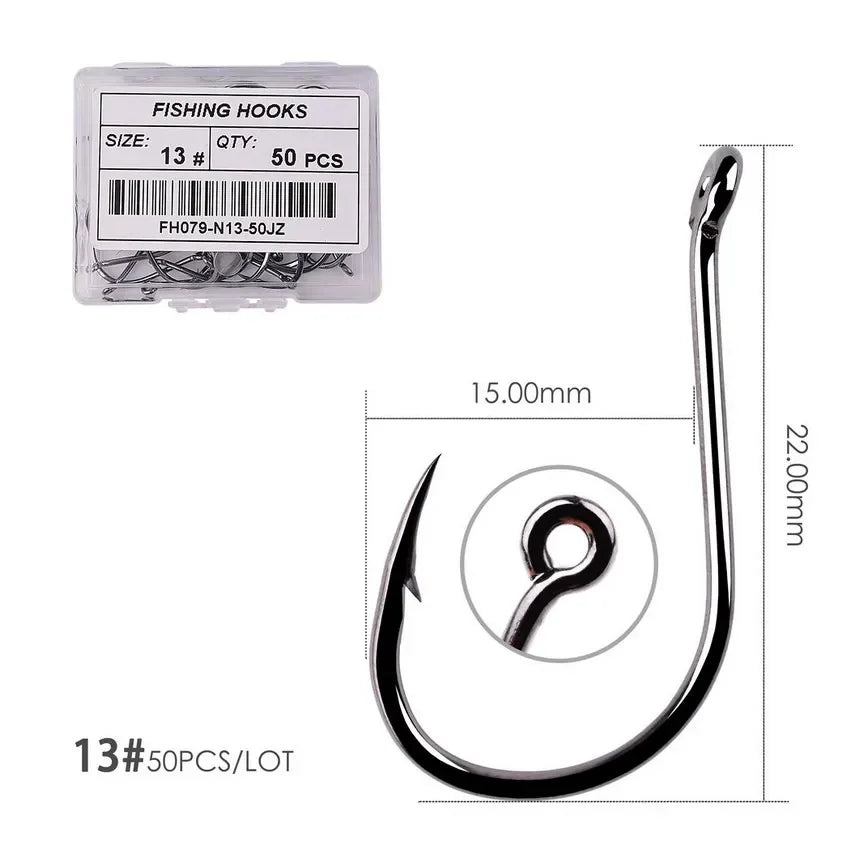 Nova Offset Circle Hooks – Sizes #1 to 5/0, Live Bait Fishing Hooks (20/50 Pack) Size 13 - 50pc Nova Fishing & Outdoors