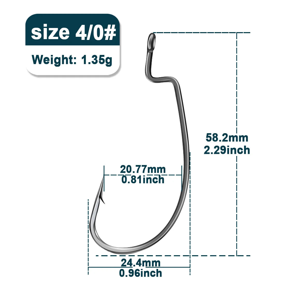 Nova EWG Worm Hooks – Wide Gap Offset Hooks for Texas Rig Bass, Sizes 1-5/0 (25-Pack) Size-4-0 25Pcs Nova Fishing & Outdoors