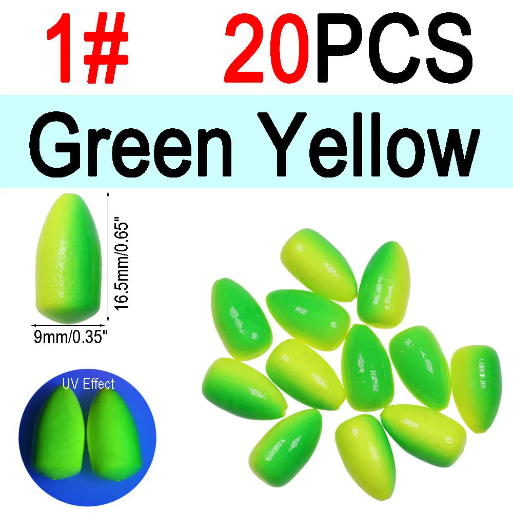 Nova Foam Float Buoys – Bullet & Oval Rig Floats for Pompano & Surf Fishing (20pc) 20pcs GY Size 1 Nova Fishing & Outdoors
