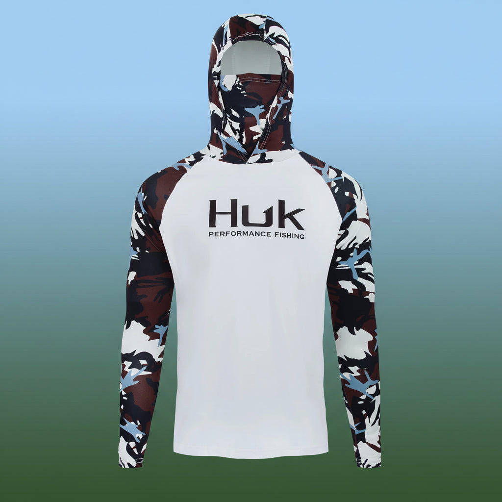Nova Men's Performance Fishing Hoodie UPF 50+ Sun Protection Shirt with Built-In Face Mask Quick-Dry XDYHUK0713 Nova Fishing & Outdoors