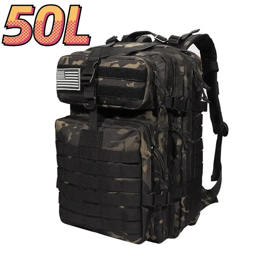 Nova Military Tactical Backpack Large Molle Outdoor Rucksack Waterproof Camping Hiking Fishing Bag CPBlack (50L) Nova Fishing & Outdoors
