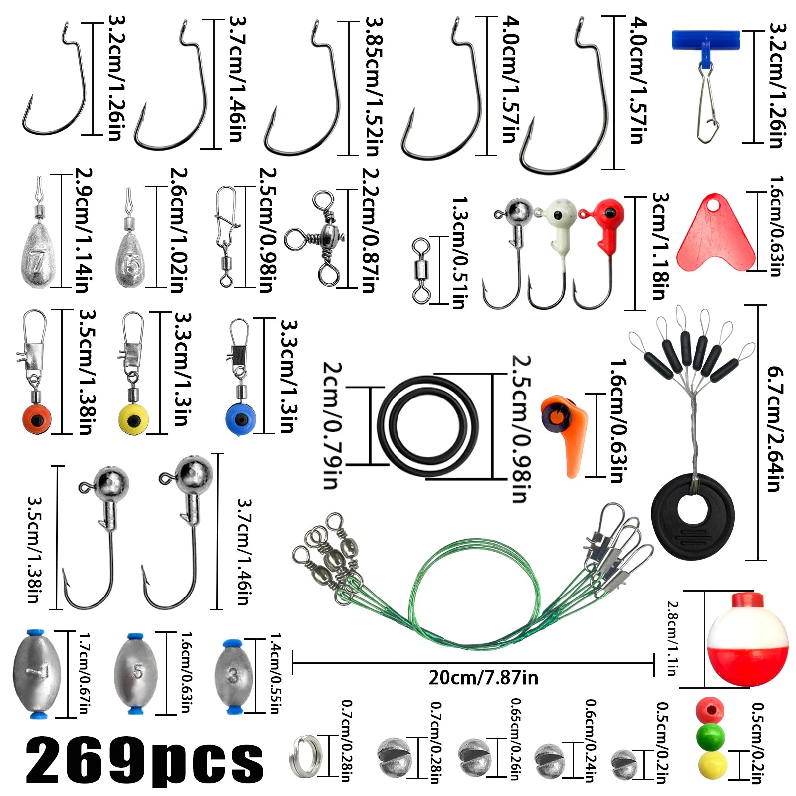 Nova 187/269Pcs Fishing Accessories Kit Set with Tackle Box Hooks Sinkers Swivels Gear Tackle Organizer