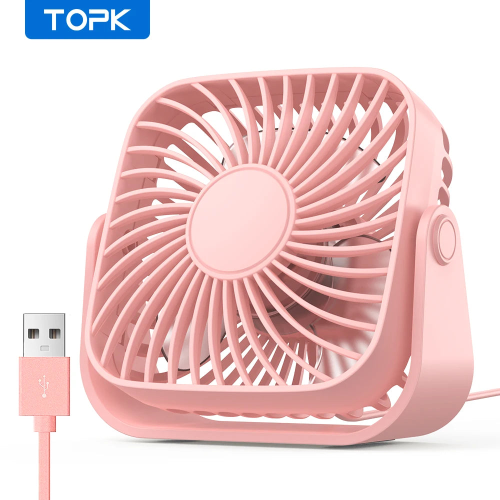 USB Portable Mini Fan – 3-Speed Quiet Cooling for Camping & Outdoors Pink Nova Fishing & Outdoors